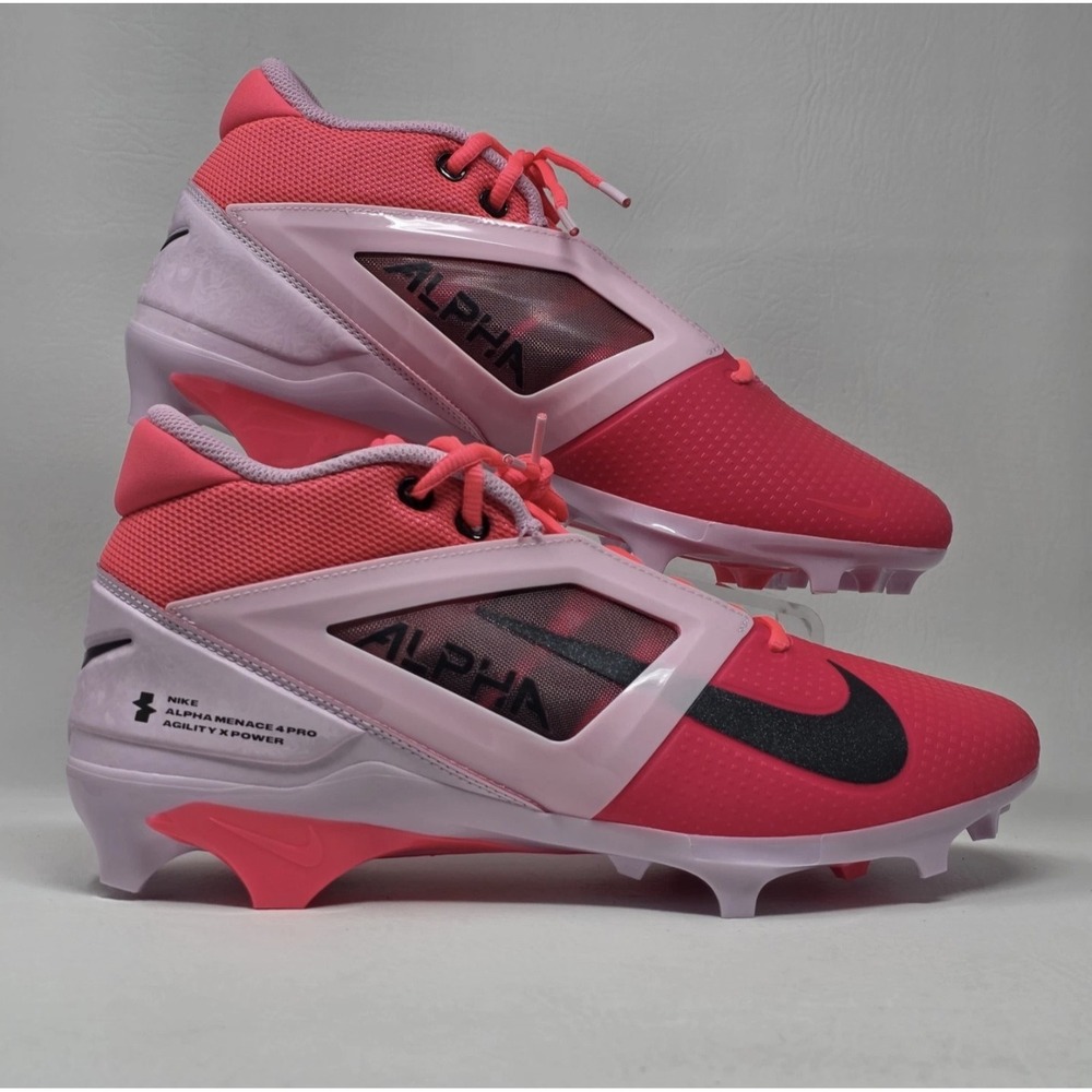 Nike Alpha Menace 4‎ Pro NRG Racer Pink/Grey Cleats Men's HJ4568-600 Size 11 New - Picture 2 of 7